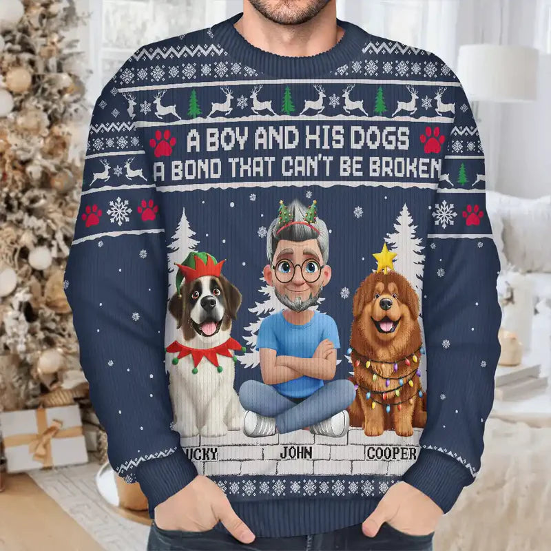 3D Effect A Girl And Her Dog - Personalized Unisex Ugly Sweater