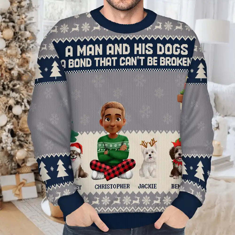 3D Effect A Man And His Dog A Bond That Can't Be Broken - Personalized Unisex Ugly Sweater
