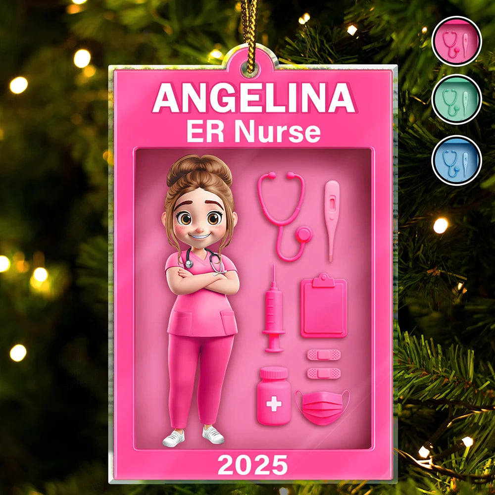 3D Effect Nurse Toy Box - Personalized Custom Shaped Acrylic Ornament
