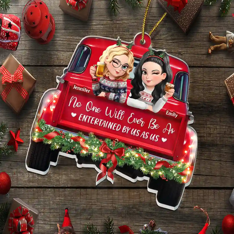 A Journey Without An End 3D Effect Bestie Red Truck - Personalized Custom Shaped Acrylic Ornament