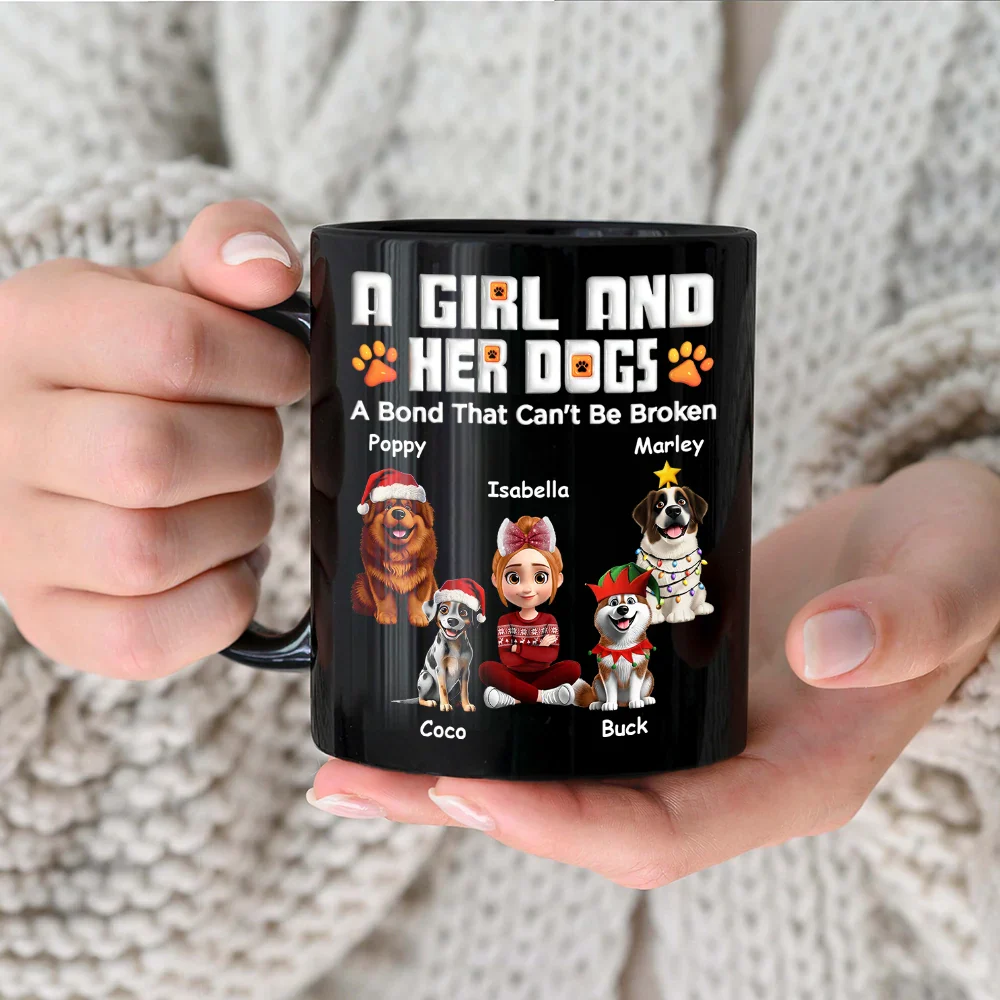 A Man And His Dog 3D Effect Christmas - Personalized Black Mug