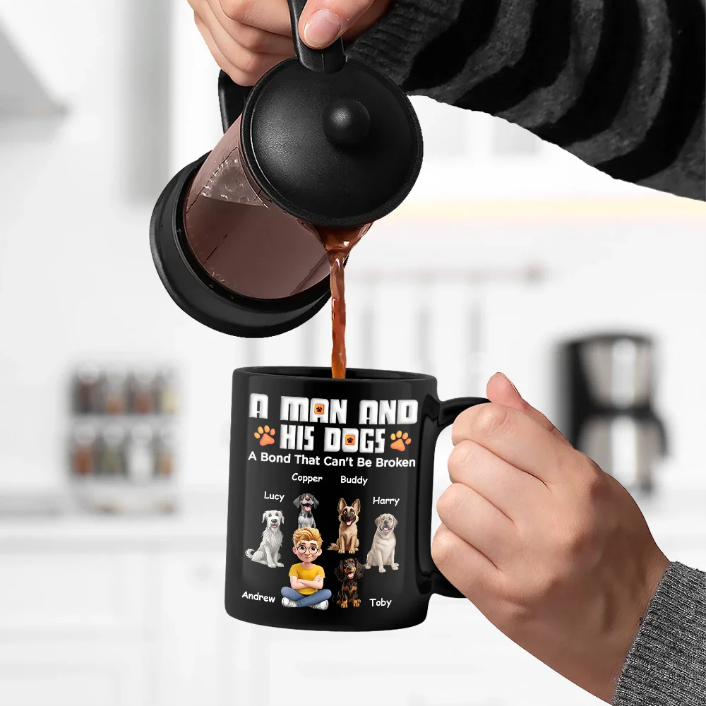 A Man And His Dog 3D Effect Christmas - Personalized Black Mug
