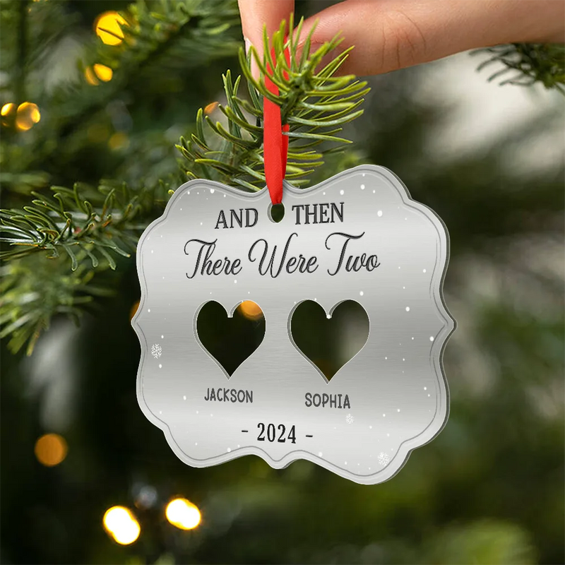 And Then There Were Four Couple With Kids Pets - Personalized Acrylic Ornament