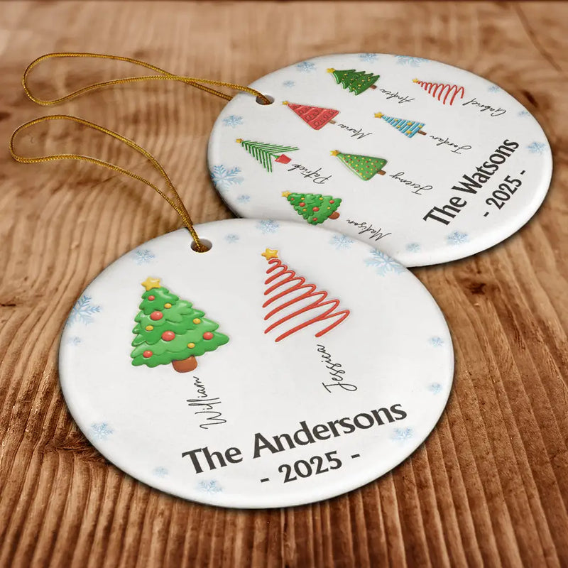 Family Christmas Tree 3D Inflated - Personalized Circle Acrylic Ornament