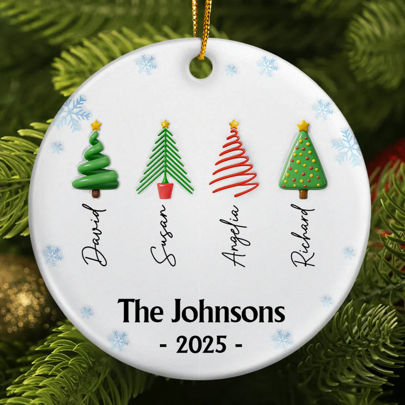 Family Christmas Tree 3D Inflated - Personalized Circle Acrylic Ornament