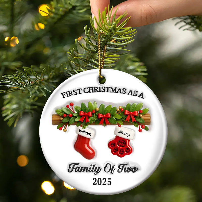 First Christmas Stocking Family - Personalized Circle Acrylic Ornament