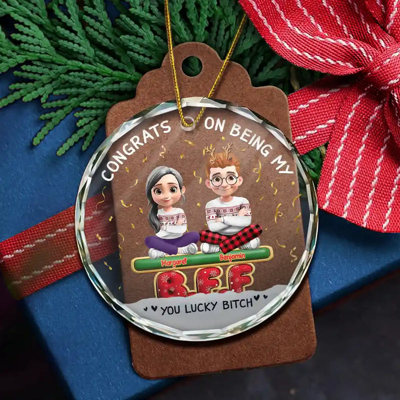 Congrats On Being My Besties Friends Siblings 3D Effect - Personalized Circle Acrylic Ornament
