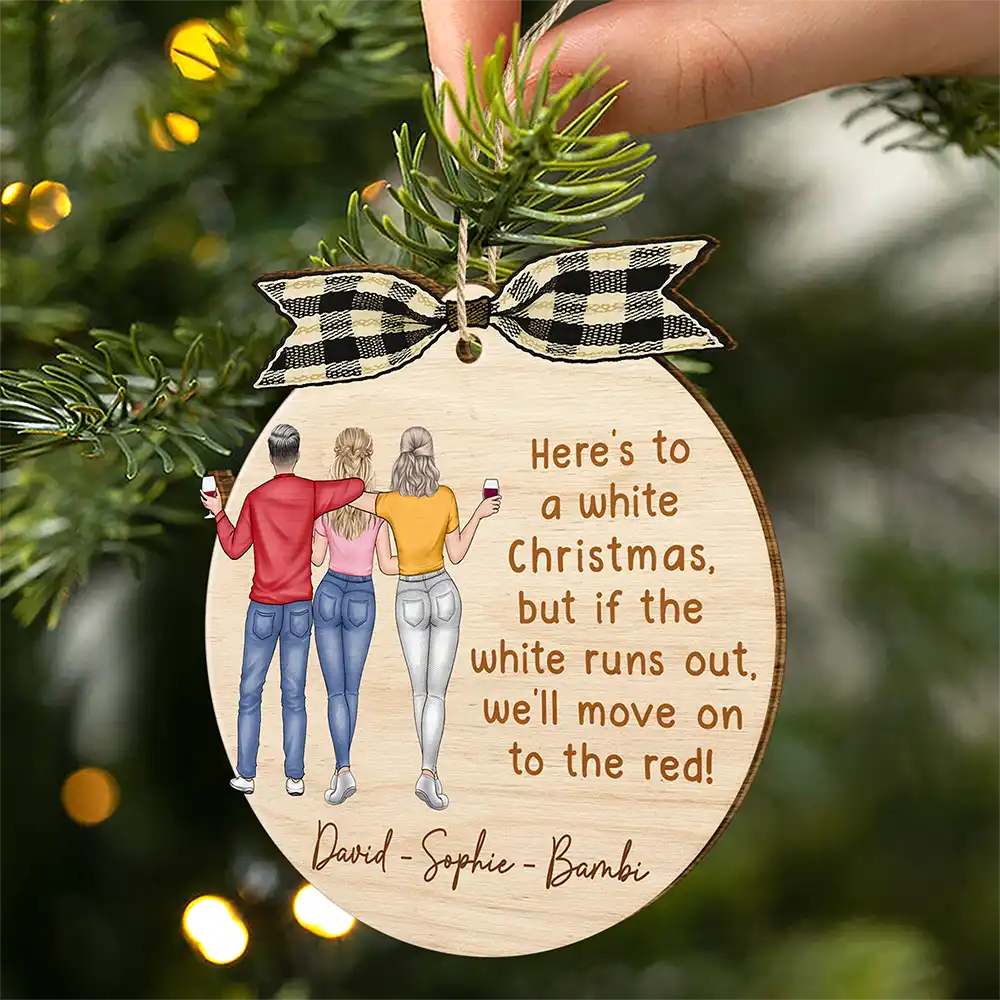 Here's To A White Christmas - Personalized Custom Shaped Wooden Ornament