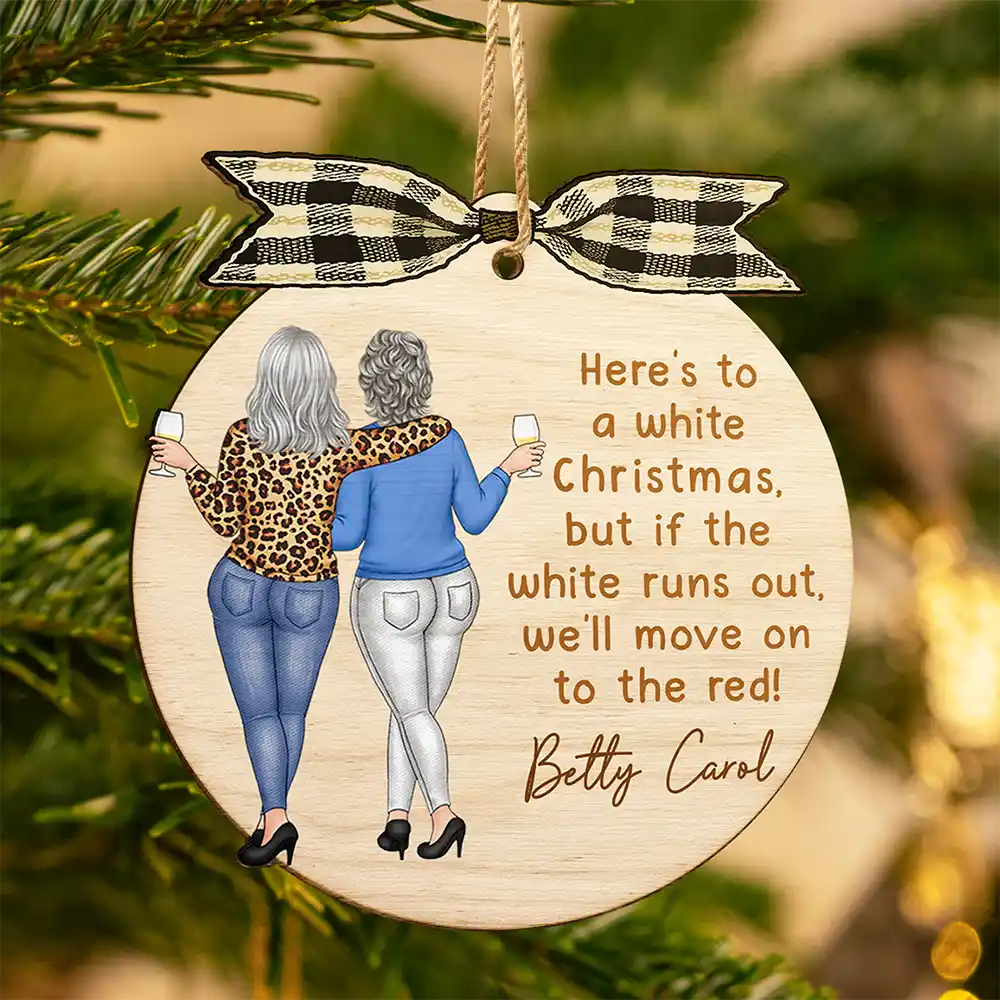 Here's To A White Christmas - Personalized Custom Shaped Wooden Ornament