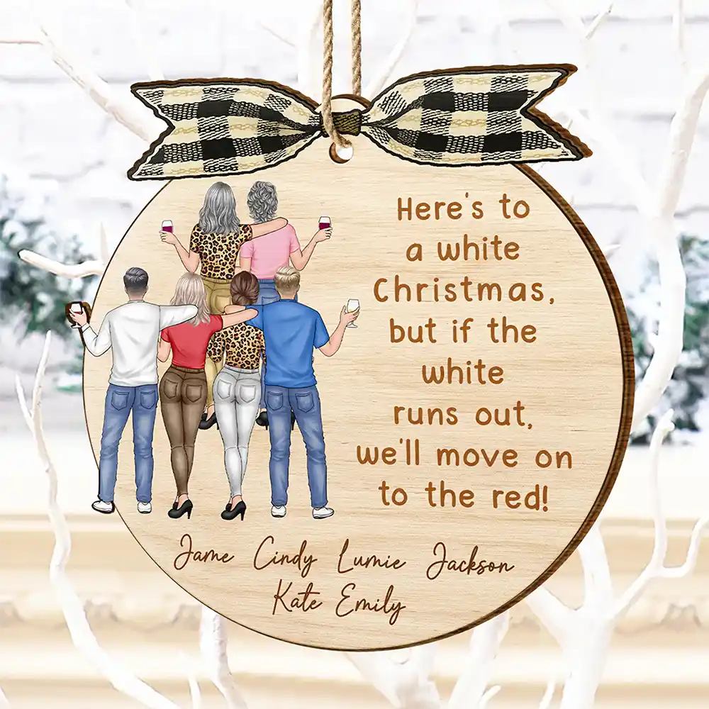 Here's To A White Christmas - Personalized Custom Shaped Wooden Ornament