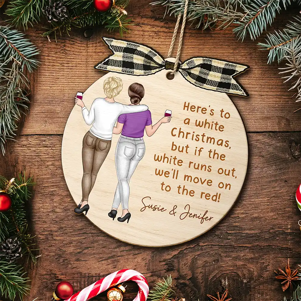 Here's To A White Christmas - Personalized Custom Shaped Wooden Ornament