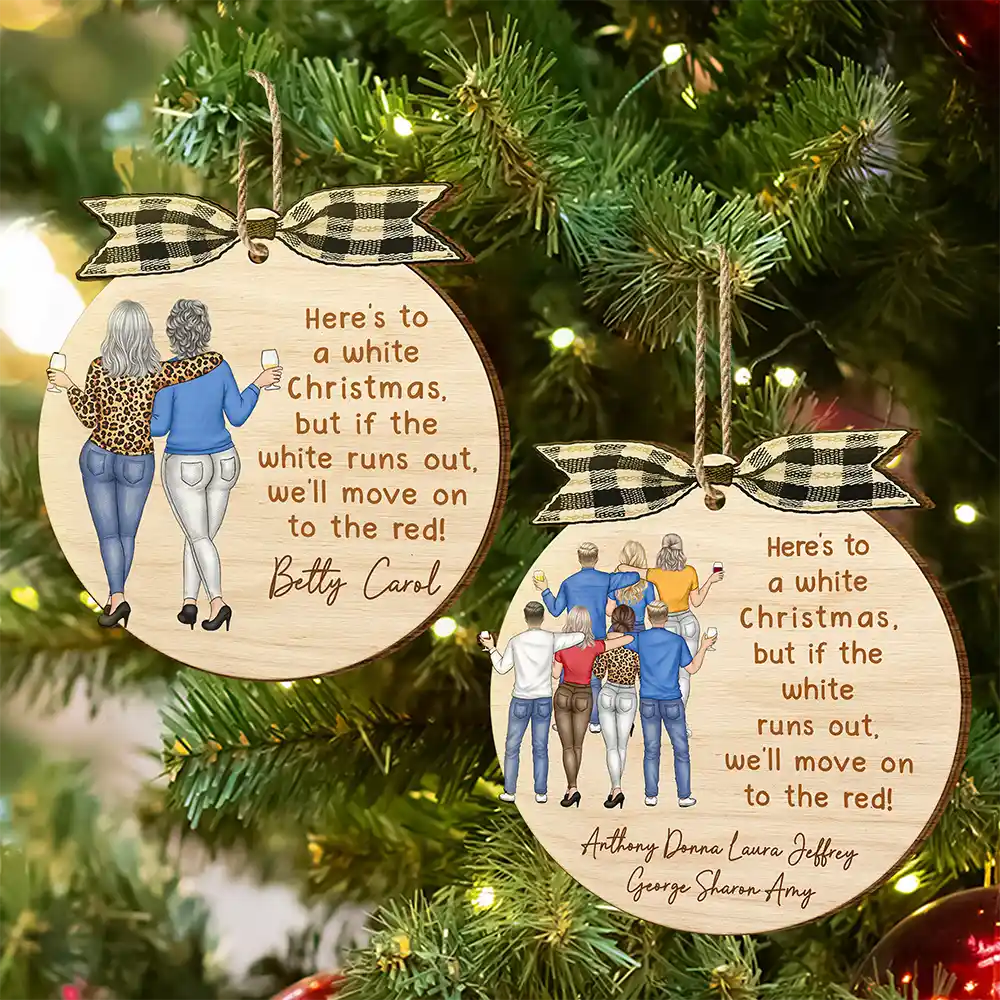 Here's To A White Christmas - Personalized Custom Shaped Wooden Ornament
