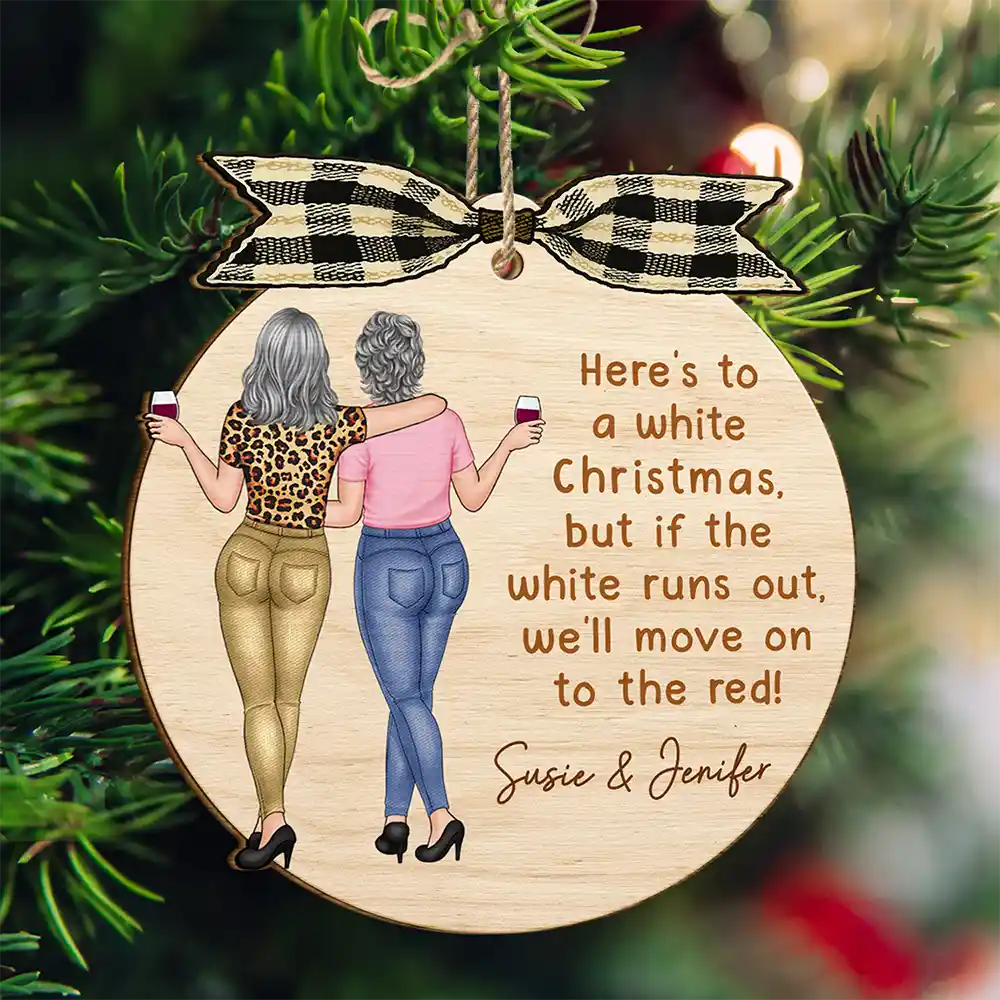 Here's To A White Christmas - Personalized Custom Shaped Wooden Ornament