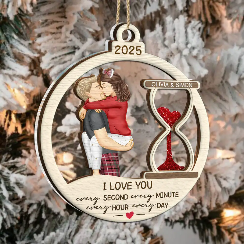 Hourglass Every Second Every Minute - Personalized Wooden Ornament