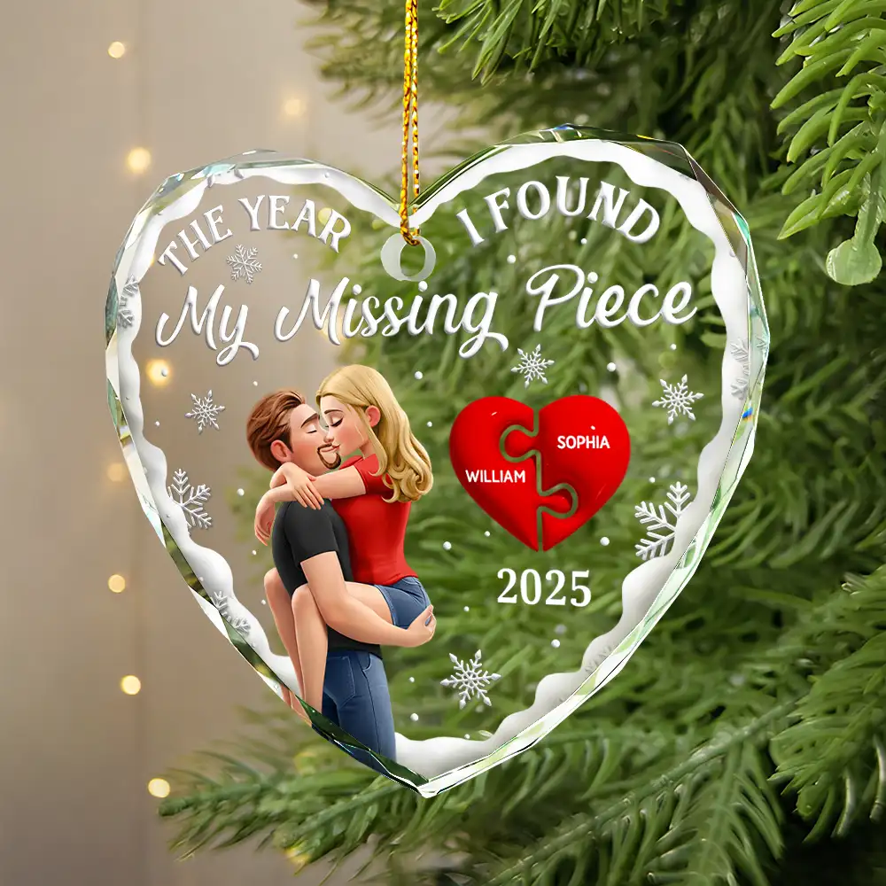 The Year I Found My Missing Piece Kissing Couples 3D - Personalized Acrylic Ornament