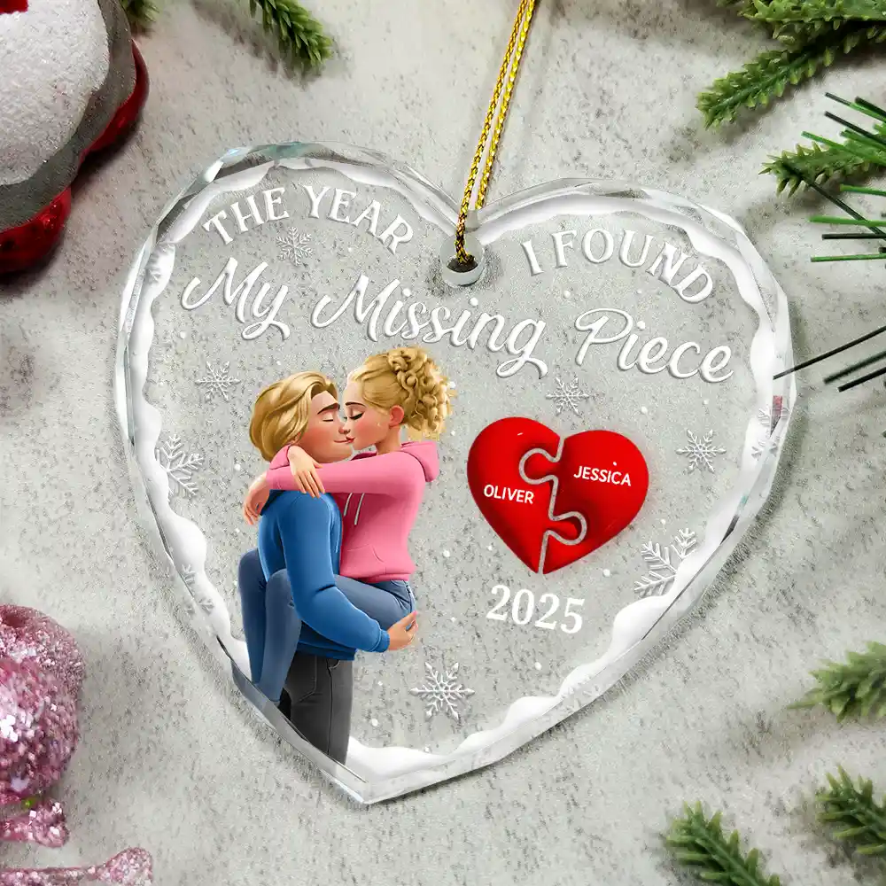 The Year I Found My Missing Piece Kissing Couples 3D - Personalized Acrylic Ornament