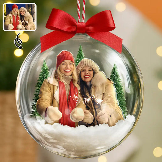 Custom Photo Bestie It Takes A Long Time To Grow An Old Friend - Personalized 3D Acrylic Ball Ornament