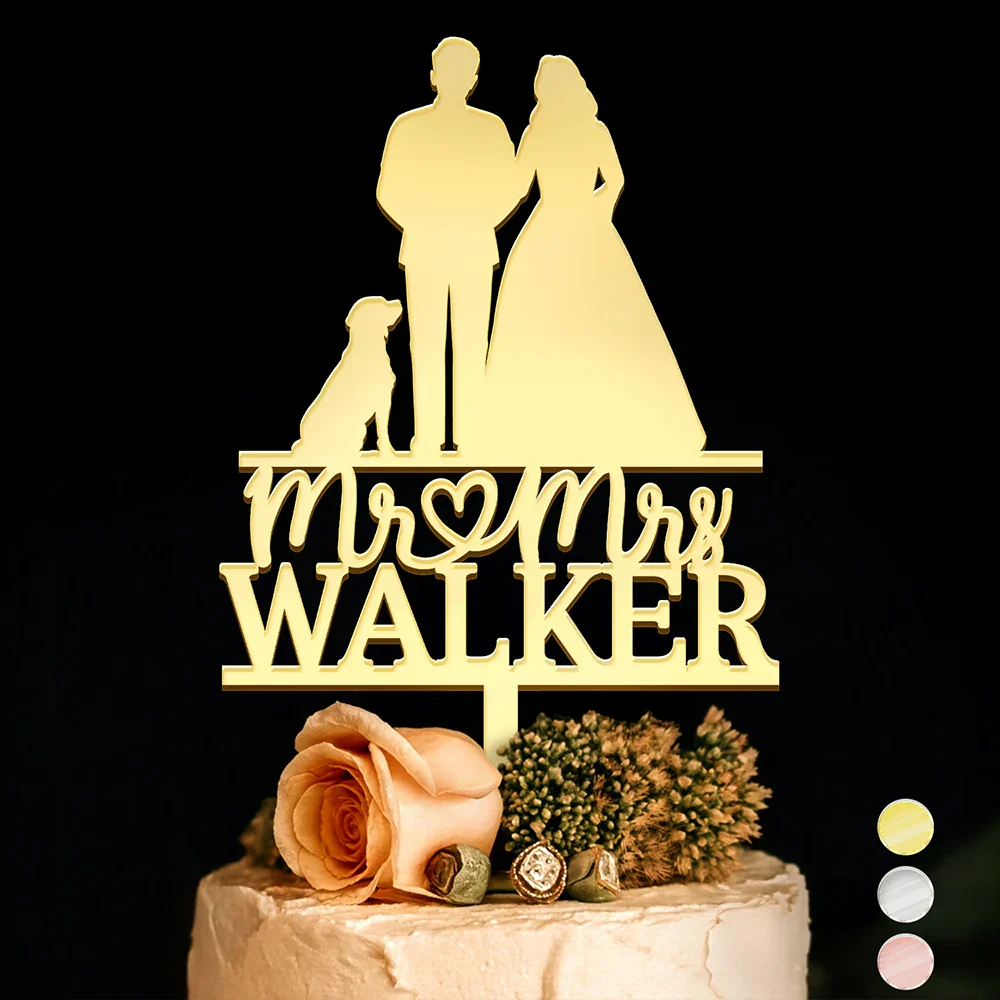 Mr & Mrs Pet Couple Wedding - Personalized Cake Topper