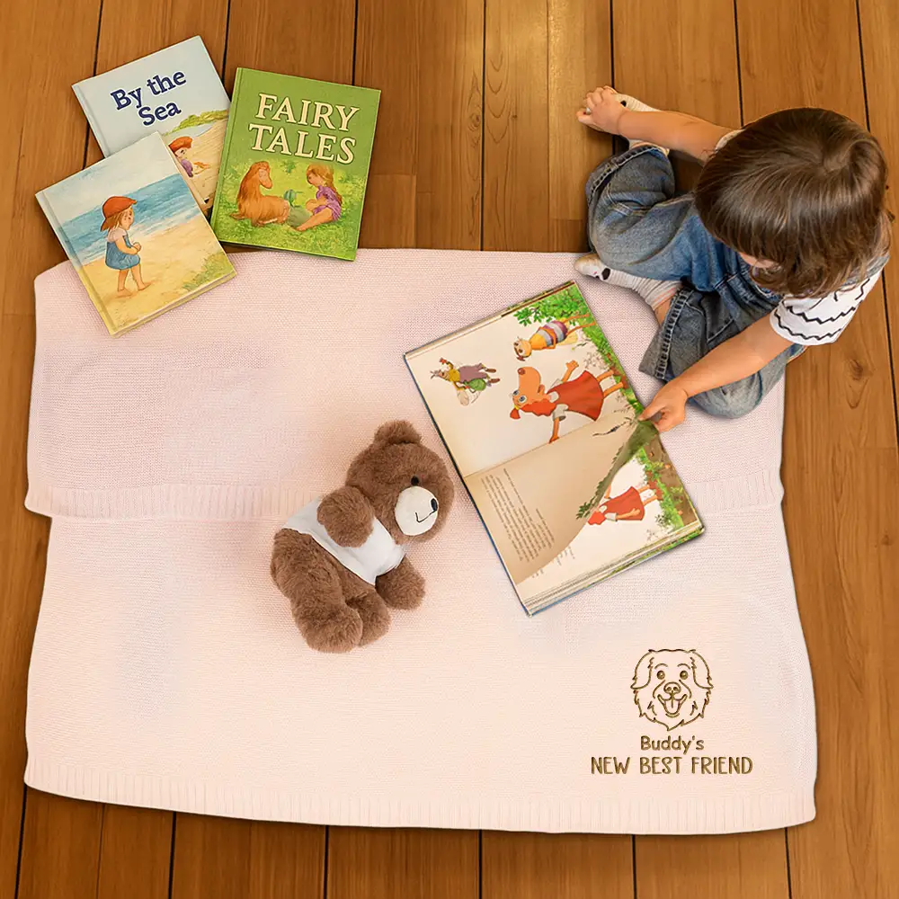 New Best Friend Baby - Personalized Embroidered Knitted Baby Blanket