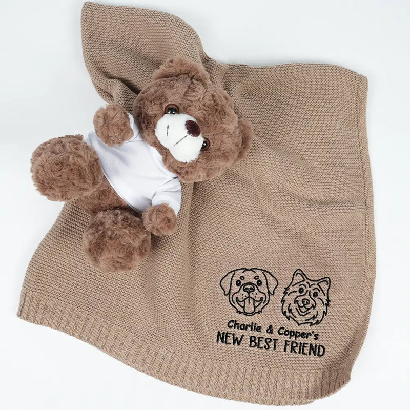 New Best Friend Baby - Personalized Embroidered Knitted Baby Blanket