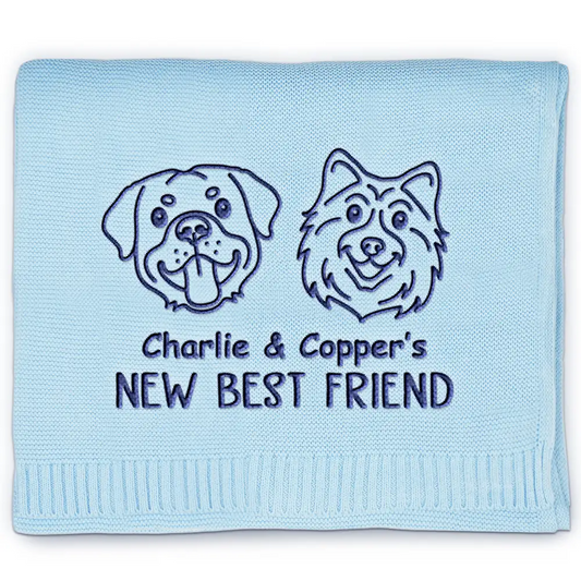 New Best Friend Baby - Personalized Embroidered Knitted Baby Blanket