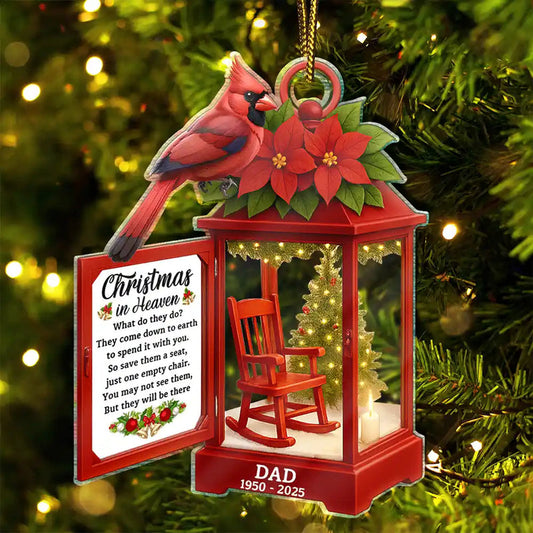 Christmas In Heaven 3D Effect Memorial Bird - Personalized Custom Shaped Acrylic Ornament
