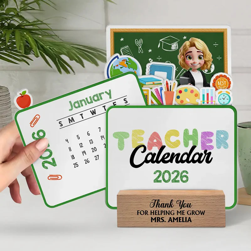 Never Forget The Difference That You Make - Personalized Calendar With Wooden Stand