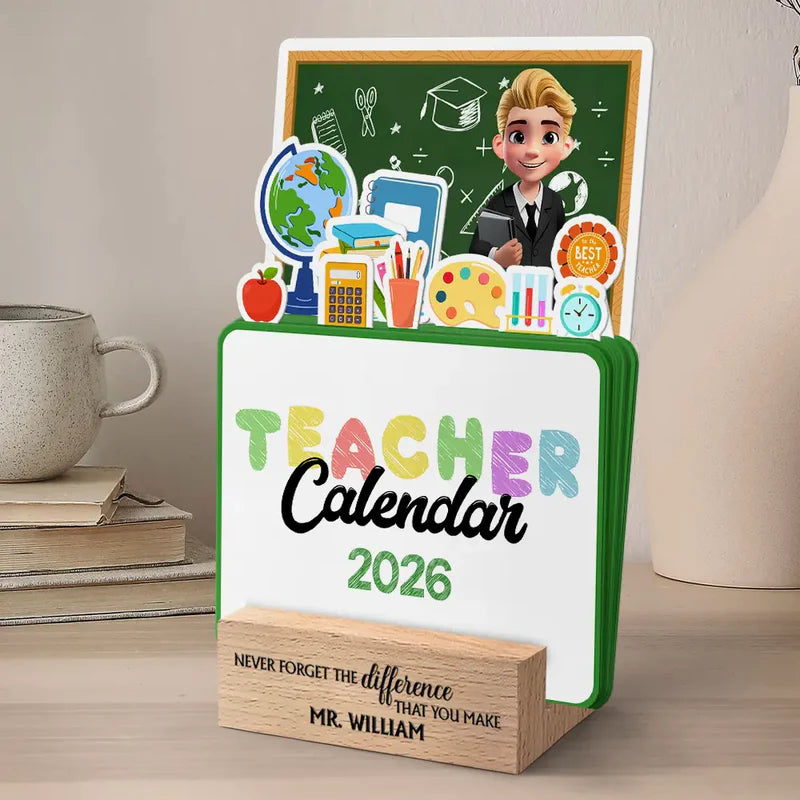 Never Forget The Difference That You Make - Personalized Calendar With Wooden Stand