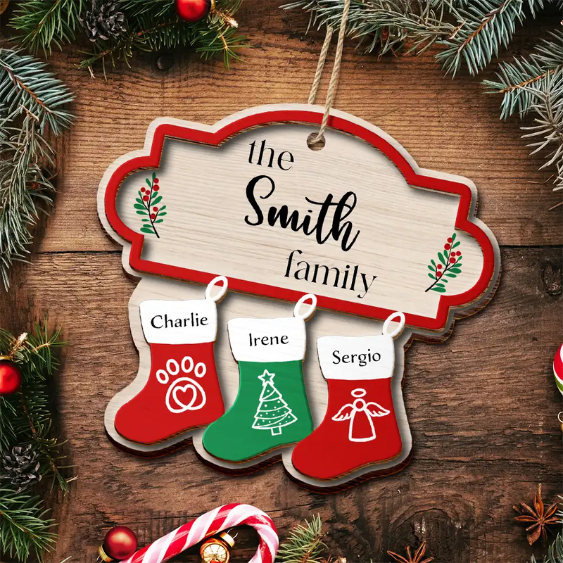 The Family Stockings - Personalized Wooden Ornament