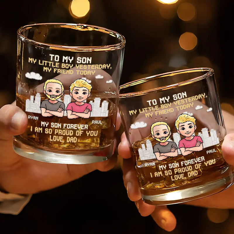 To My Son I Am So Proud Of You - Personalized Whiskey Glass
