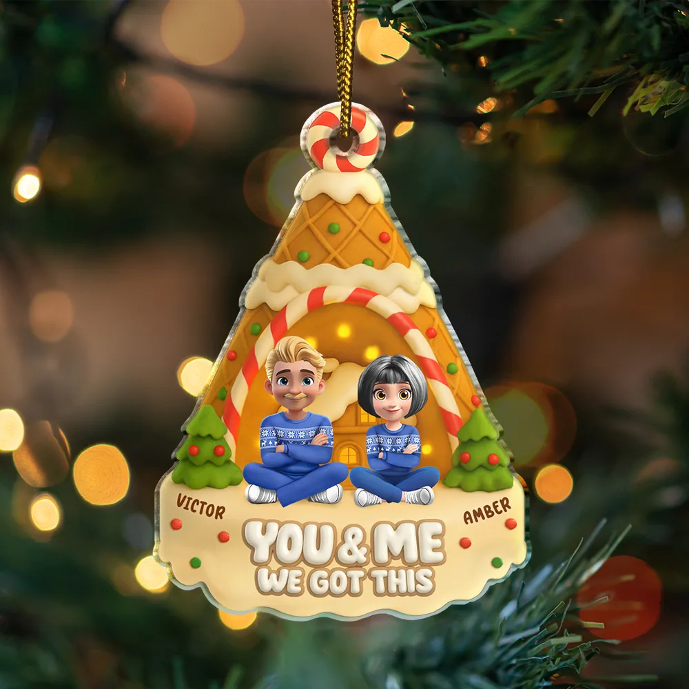 You And Me Waffle Christmas Tree - Personalized Custom Shaped Acrylic Ornament