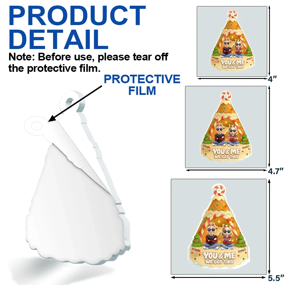 You And Me Waffle Christmas Tree - Personalized Custom Shaped Acrylic Ornament