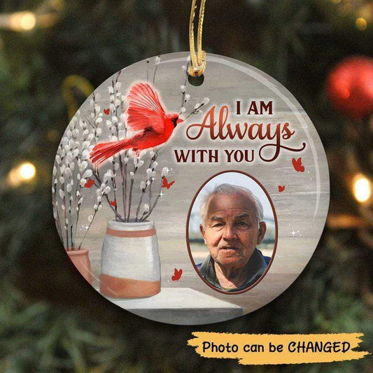 Cardinals Always With You Flower Pot Personalized Circle Ornament