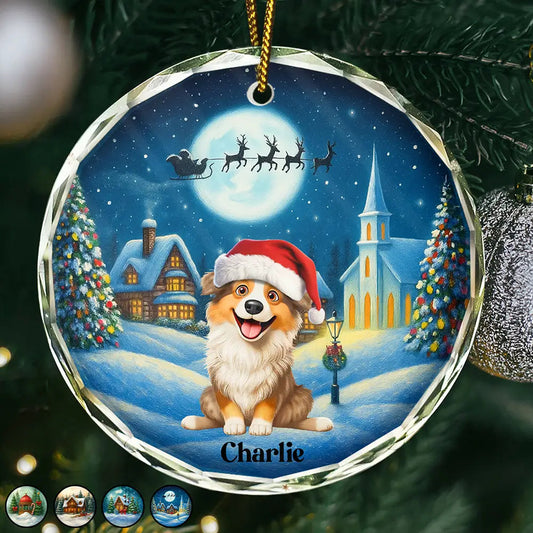 3D Effect Christmas Dog Merry Woofmas - Personalized Circle Acrylic Ornament