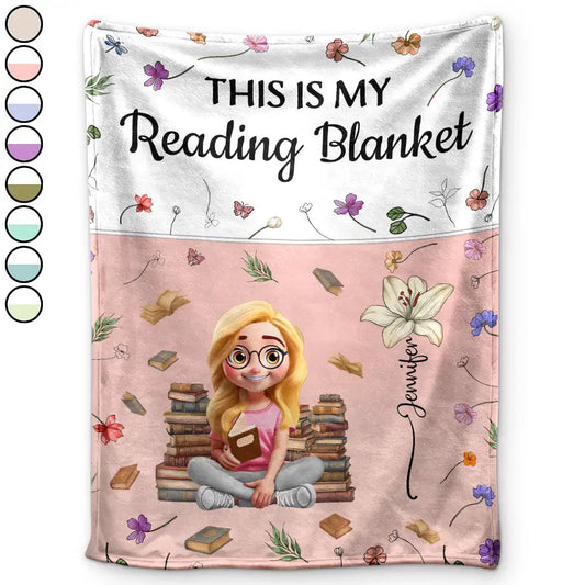 This Is My Reading Blanket Colorful Birth Month Flower - Personalized Fleece Blanket