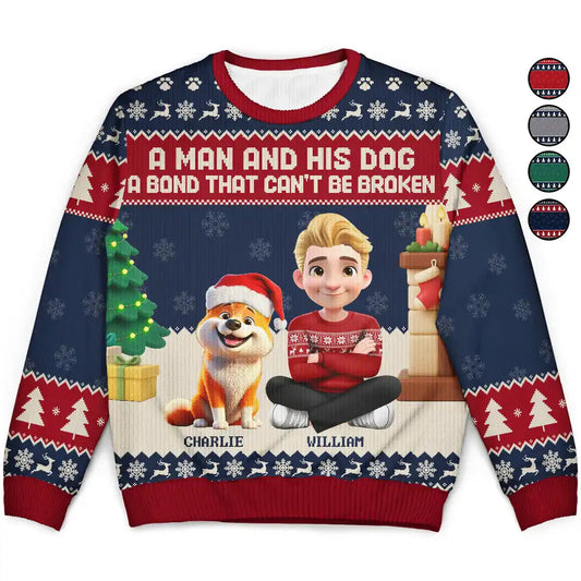 3D Effect A Man And His Dog A Bond That Can't Be Broken - Personalized Unisex Ugly Sweater