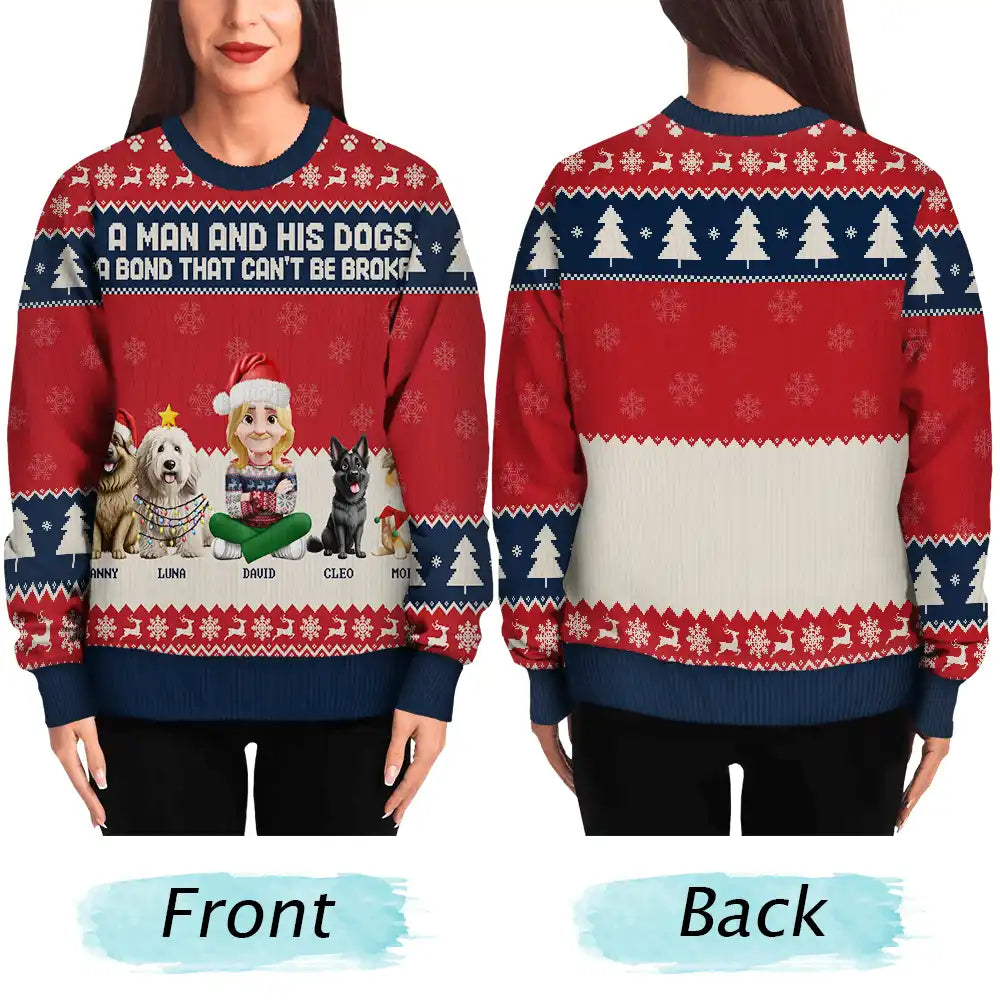 3D Effect A Man And His Dog A Bond That Can't Be Broken - Personalized Unisex Ugly Sweater