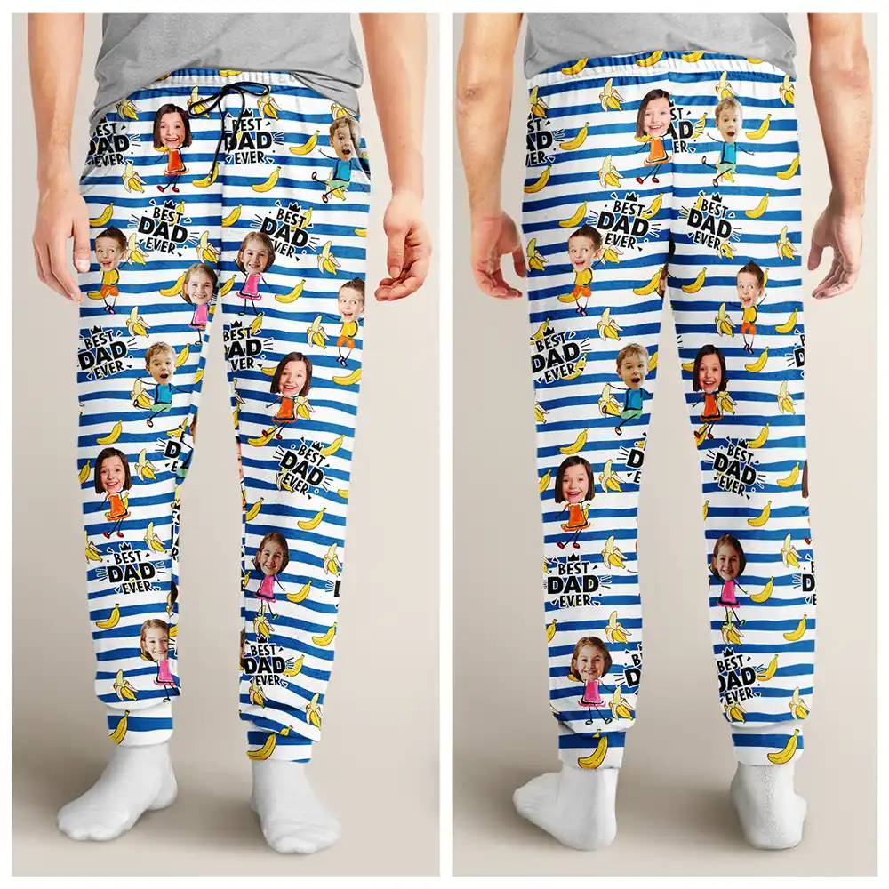 Custom Photo Funny Banana Best Dad Ever - Personalized Pajama Pants