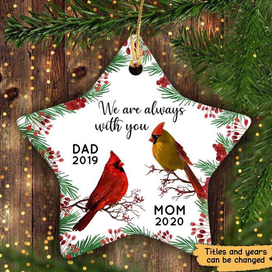 Always With You Holly Branch Christmas Memorial Personalized Star Ornament