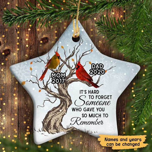 Memorial Cardinal Hard To Forget Personalized Star Ornament