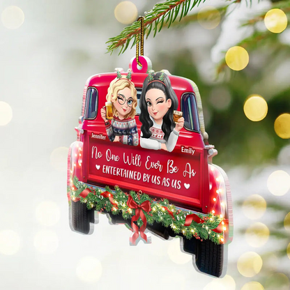 A Journey Without An End 3D Effect Bestie Red Truck - Personalized Custom Shaped Acrylic Ornament