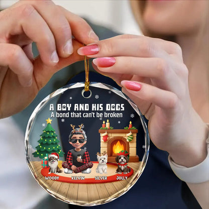 3D Effect A Girl And Her Dog - Personalized Circle Ornament