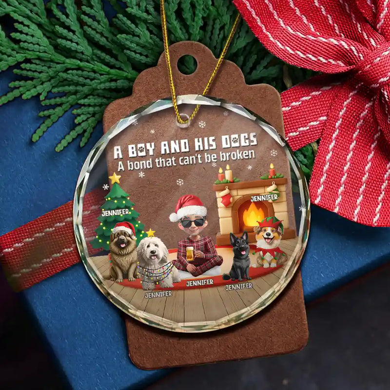 3D Effect A Girl And Her Dog - Personalized Circle Ornament