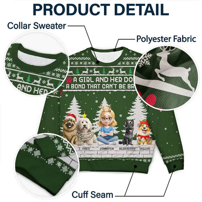 3D Effect A Girl And Her Dog - Personalized Unisex Ugly Sweater