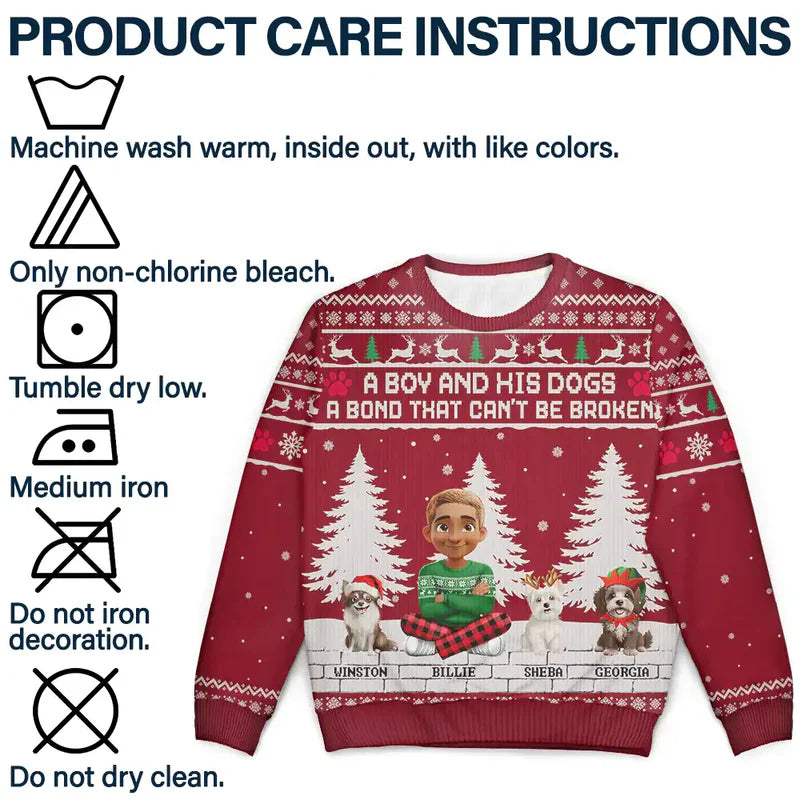 3D Effect A Girl And Her Dog - Personalized Unisex Ugly Sweater