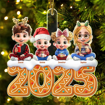 3D Effect Kid Baby Sitting Christmas Gingerbread - Personalized Custom Shaped Acrylic Ornament