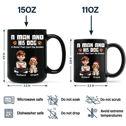 A Man And His Dog 3D Effect Christmas - Personalized Black Mug