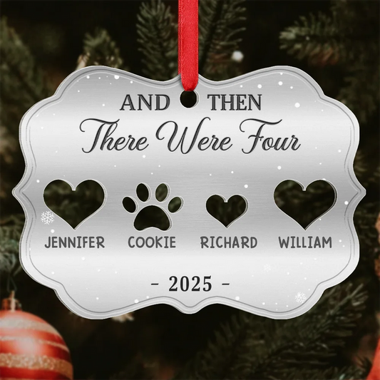 And Then There Were Four Couple With Kids Pets - Personalized Acrylic Ornament