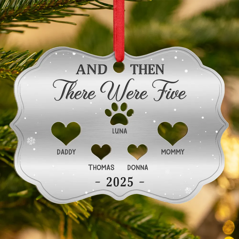 And Then There Were Four Couple With Kids Pets - Personalized Acrylic Ornament