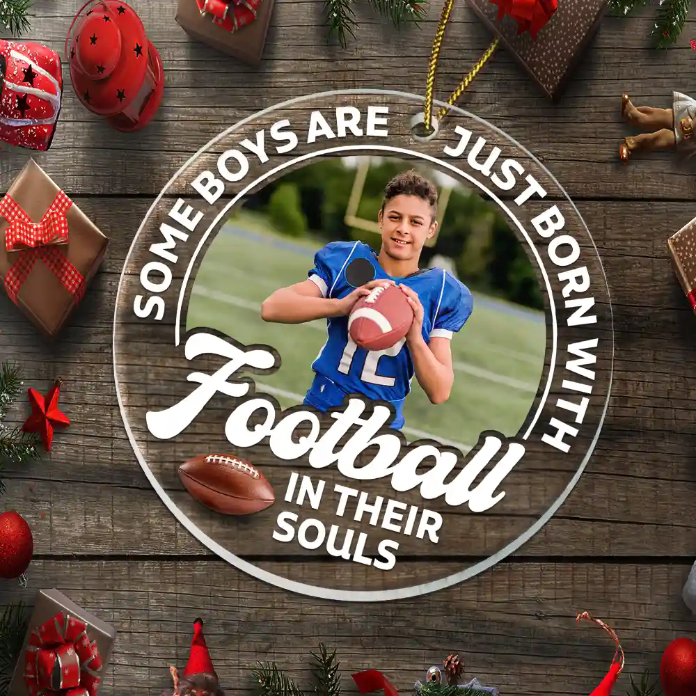 Custom Photo Born With Baseball In Their Souls - Personalized Custom Shaped Acrylic Ornament